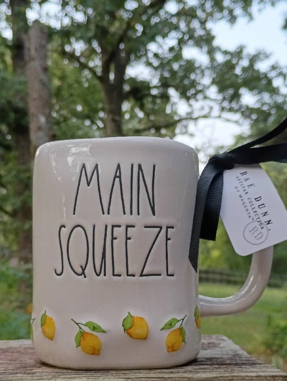 Rae Dunn Cream Mug with Yellow Lemons - MAIN SQUEEZE- NEW W/TAGS